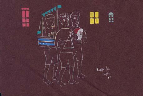 500 447 ΧΡΙΣΤΟΠΟΥΛΟΣ, Νικόλαος Α., 1880-1967. Τσαουσάκια. Λάδι σέ hardboard, 98 x 449 mm.