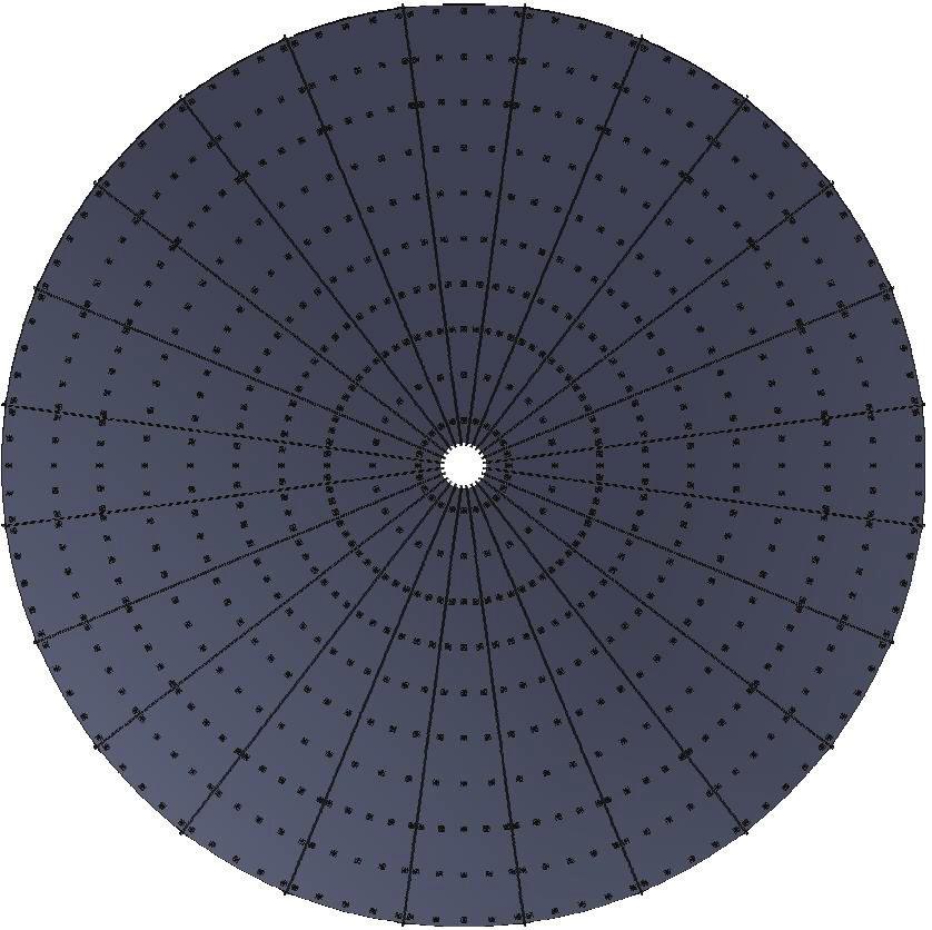 10 Εικόνα 2. (α) Πρόσοψη και (β) πλάγια όψη του παραβολικού πιάτου με τα αντίστοιχα σημεία συγκράτηση για την σύνδεση με το μεταλλικό δικτύωμα.