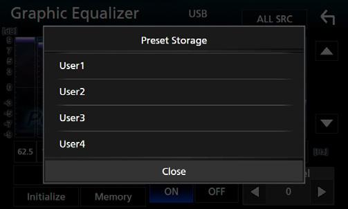 ÑÑΕπαναφορά καμπύλης EQ 1 Αγγίξτε το [Preset Select]. 2 Επιλέξτε την καμπύλη EQ.