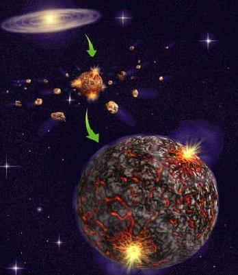 * Segundo a Teoría Nebular os planetas do Sistema Solar orixináronse dun xeito