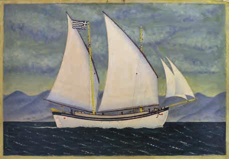 Τρεχαντήρι. Λάδι σέ hardboard, 402 x 587 mm. Ὑπογεγραμμένο κάτω δεξιά: «Π. Κάτσας».