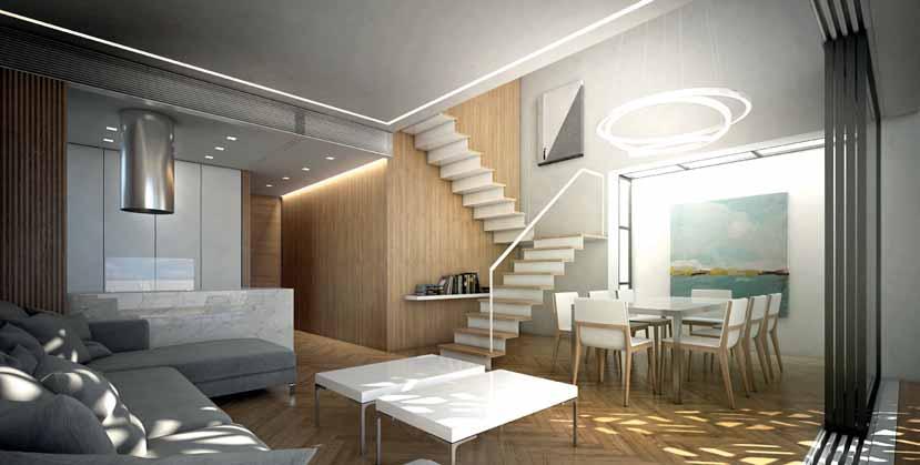 Maisonettes Second & Third floor Μεζονέτες Δεύτερος & Τρίτος όροφος B B2 96,23 m 2 08,99 m 2 The second floor maisonettes consist of a living room, a dining room and an open-plan kitchen.