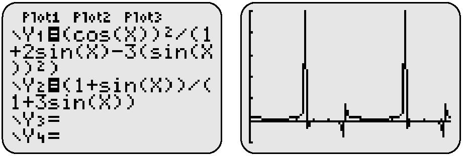 8. a) Verify for 0 : Left side sec 0 sec 0 6 9 9 tan 0 + tan 0 9 9 Left side Eample: Left side sec sec cos cos tan + tan tan (tan + ) cos Left side Verify for 0 : Left side cos 0 + cos 0 tan 0 + 6