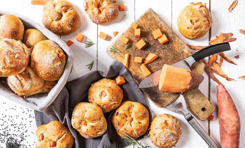 Snacks Sapore Oracolo & O-tentic Durum Kουβεράκια γλυκοπατάτας Το O-tentic Durum είναι ένα ενεργό συστατικό αρτοποιίας για μοναδική γεύση στα ψωμιά. Δεν χρειάζεται να προσθέσετε βελτιωτικό και μαγιά.