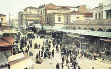 3: Αθήνα, οδός Αθηνάς στο ύψος της Δημοτικής Αγοράς, 1908.