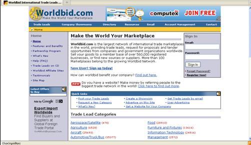 Δηθόλα 2 : Σν Marketplace ηεο Worldbid.com (πεγή : http://www.worldbid.com/index.htm) Σε Διιεληθφ Δπίπεδν, έλα κεγάιν MarketPlace είλαη ην e-greekmarket (http://www.e-greekmarket.com/).
