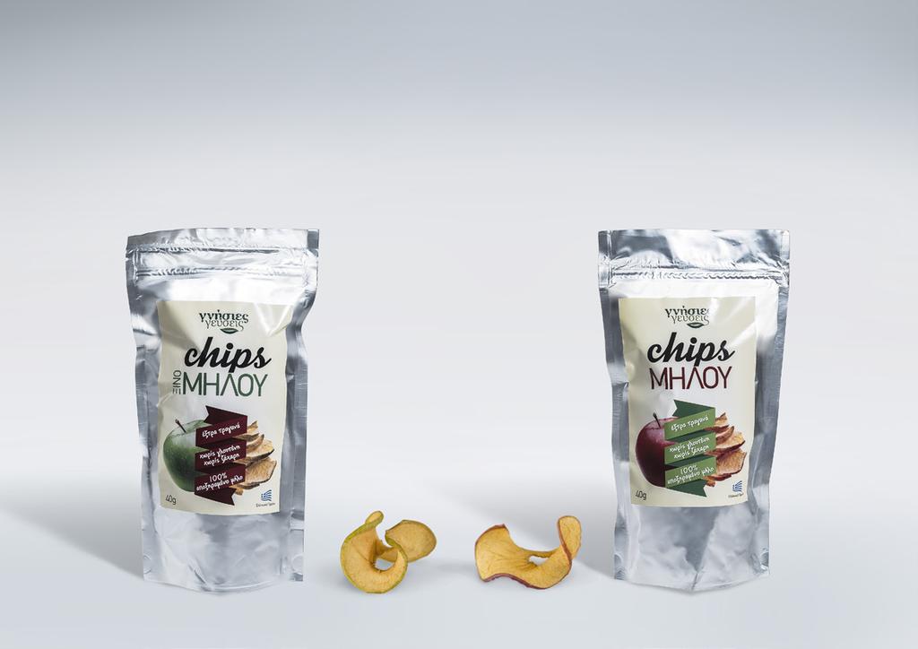 Chips Πράσινου Μήλου Chips Κόκκινου Μήλου Ο πιο απολαυστικός τρόπος να τρως "ένα μήλο την ημέρα".