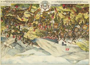 Ἐκ τοῦ ἑλληνοτουρκικοῦ πολέμου τοῦ 1912-1913: Ἡ γιγαντομαχία τῶν Εὐζώνων εἰς τήν μάχην τῆς Μανωλιάσας τῇ 19 Φεβρουαρίου 1913.