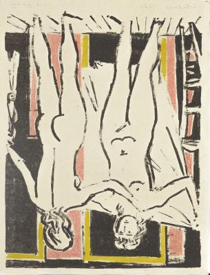 534 534 ΜΟΡΑΛΗΣ, Γιάννης. Γυμνά. 1955. Ἔγχρωμη λιθογραφία, 358 x 274 mm. (μικρό ἐπιδιορθωμένο σχίσιμο).