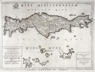 χάρτες, 19 χαλκόγραφοι πίνακες (3 ἀναδιπλούμενοι) καί 4 στοιχειοθετημένοι (ἀναδιπλούμενοι), ὁλοσέλιδη χαλκογραφία στίς στ. 279-80 τοῦ Ε τόμου. Μεταγενέστερη δερμάτινη ράχη (μικρές φθορές).