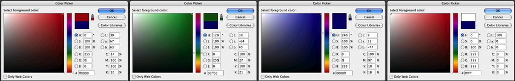 εικ.α εικ.β εικ.γ εικ.δ Στην έγχρωμη φωτογραφία κάθε πίξελ της εικόνας θα πρέπει να αντιπροσωπεύεται από τρία πίξελ, που περιέχουν 8-bit πληροφορίας το καθένα, για κάθε χρώμα ξεχωριστά.