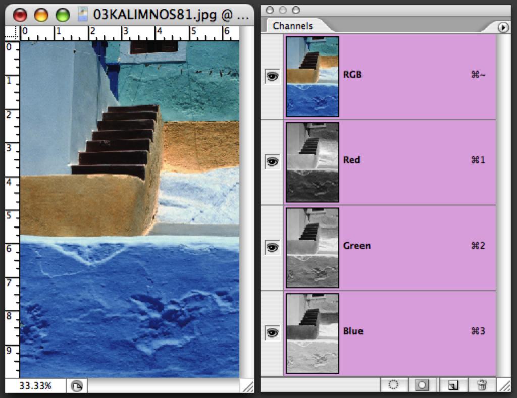 18 Όπως φαίνεται και από την εικόνα 18 η τελική φωτογραφία, αριστερά, είναι σύνθεση τριών φωτογραφιών, μια σε κάθε χρώμα που αντιστοιχεί σε 255 τόνους μονού χρώματος και με συνολική απόδοση
