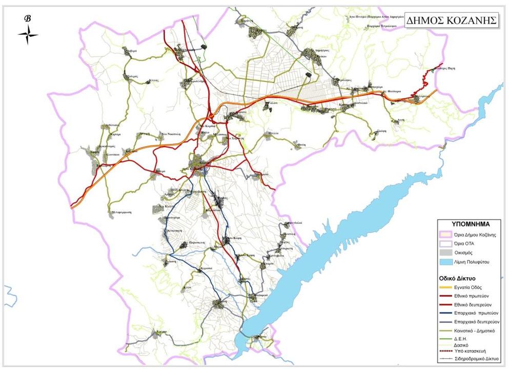 2.2.2 Ποιότητα Ζωής 2.2.2.1 Υποδομές Μεταφορών Οδικό Δίκτυο Χάρτης 2.2.3: ΟΔΙΚΟ ΔΙΚΤΥΟ ΔΗΜΟΥ