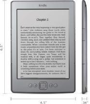 Η συσκευή Kindle της Amazon αποτελεί το πρώτο e-reader που κυκλοφόρησε στην αγορά. Το νέο Kindle έχει βάρος 170 γραμμάρια. Επίσης είναι απίστευτα μικρό, 6,5 ίντσες ύψος με 4,5 πλάτος (βλέπε εικ.3).