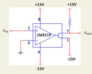 ΣΥΓΚΡΙΤΕΣ Για παράδειγμα, μπορεί να χρησιμοποιούνται τάσεις τροφοδοσίας 15V καιταεπίπεδατηςτάσηςεξόδουναείναι 0V και5v. Συγκριτής με τάσεις τροφοδοσίας 15V και τάσεις εξόδου 15V.