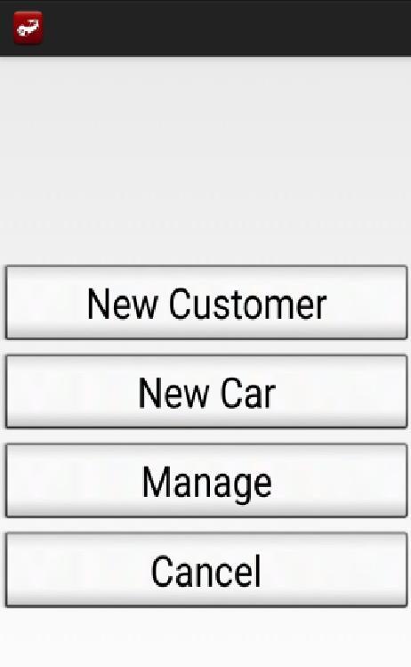 5.3.5 Οθόνη New Entry-> New Customer /New Car/Manage/Cancel Εικόνα 38:Οθόνη επιλογής είδους στοιχείων προς εγγραφή Η οθόνη new entry είναι το μενού επιλογών σχετικά με το είδος των στοιχείων που