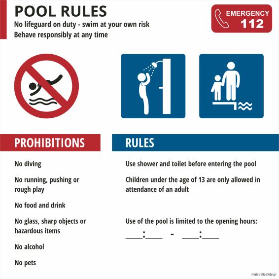 3.5 Κανονισμοί Πισίνας (Pool Rules)