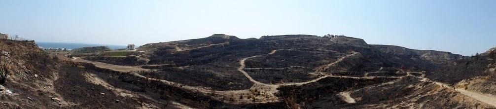 Η περιοχή του Κούκου[Καρδάμαινα, Κω] ένα μήνα μετά την μεγάλη πυρκαγιά του καλοκαιριού 2012. Οι πυρκαγιές συνδέονται με ανθρωπογενή αίτια.