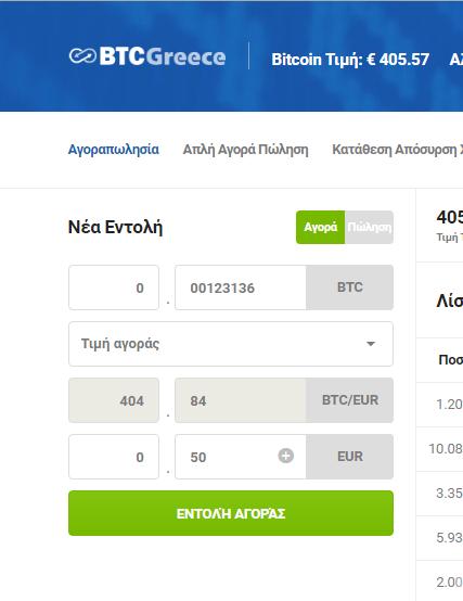 Στην ιστοσελίδα με τις αγοραπωλησίες παρατηρούμε έναν μεγάλο πίνακα ο οποίος ονομάζεται «Λίστα εντολών» και δείχνει όλες τις συναλλαγές που γίνονται σε όλο το δίκτυο Bitcoin όσο ποιο πολύ είναι ο