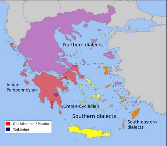 Χάρτης 5: Διαλεκτική διαφοροποίηση του ελλαδικού χώρου κατά Newton.