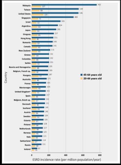 Incidence rate of treated ESRD (per million