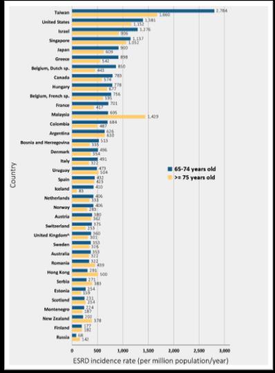 Incidence rate of treated ESRD (per million