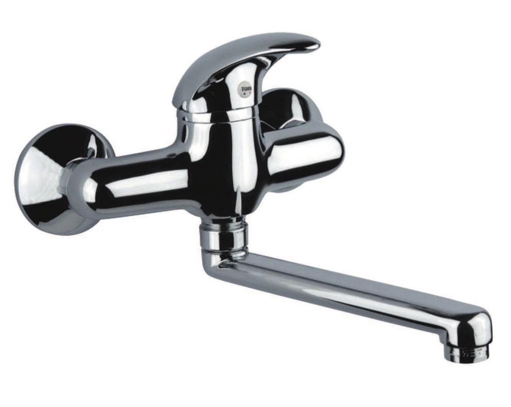43 CR 4200 Miscelatore lavello a muro, canna diritta cm 20 Wall sink mixer, 20 cm straight spout Mitigeur évier mural, bec