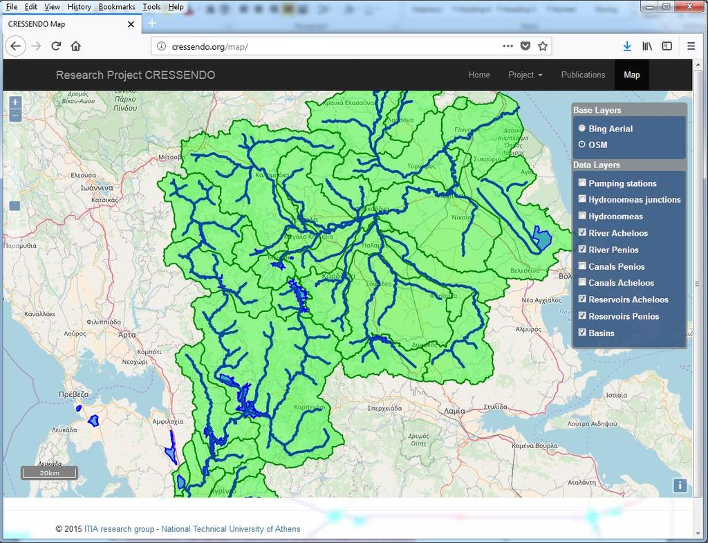 Οργάνωση γεωγραφικών δεδομένων επιφανειακών υδάτινων σωμάτων & υδροσυστημάτων Γεωγραφικές οντότητες, συσχετισμένες: οι σταθμοί μέτρησης (σε ποτάμια, λίμνες, ταμιευτήρες και επί του εδάφους) η βασική