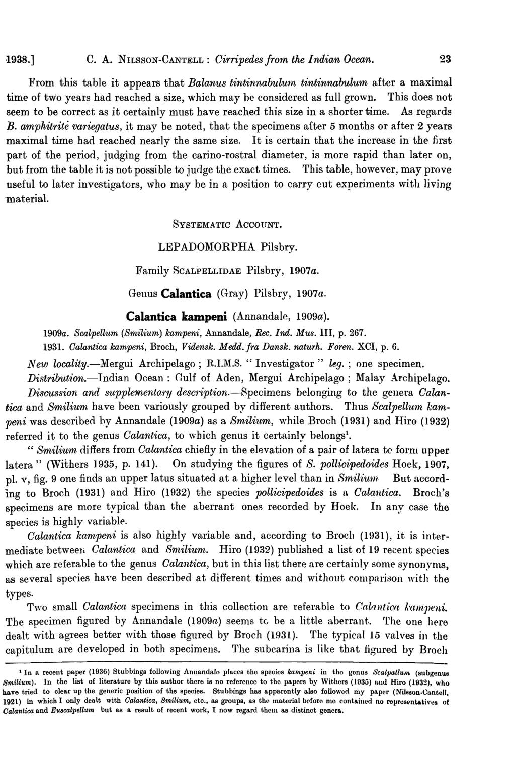 1938.] C. A. NILSSON -CANTELL: Cirri pedes from the Indian Ocean.