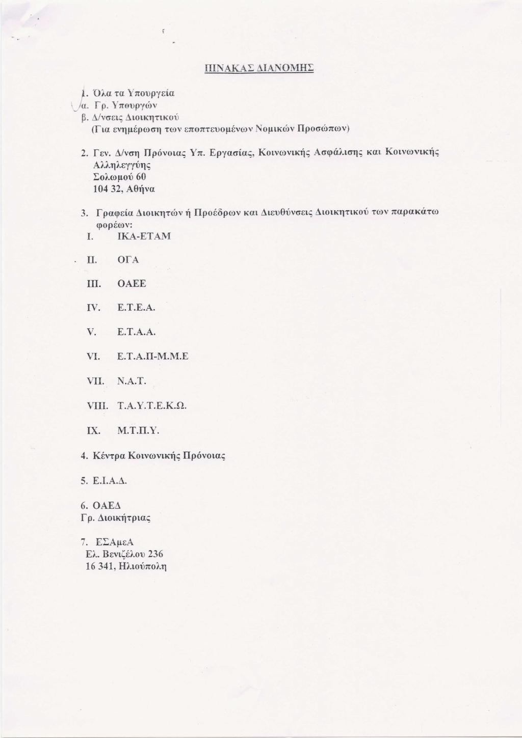 IIINAKAI: dianomhi: i. naa 'W Y1toupyda rp. Y1tOUPYcI)v p. Mvc>a:; AlOlKTlTlKOll (TLa EVllI-lEPOOC>ll TID" E1t01ITEU0I-lEVOOVNouuccov Ilpooroncov) I J(1. 2. rev. MVGTl Il povola:; Yzt.