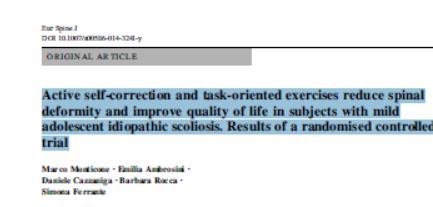 Ειδικές Φυσικοθεραπευτικές Ασκήσεις για την Σκολίωση Physiotherapeutic Scoliosis Specific Exercises (PSSE): Curve pattern specific exercises - 3D Auto-correction - Self-Elongation -