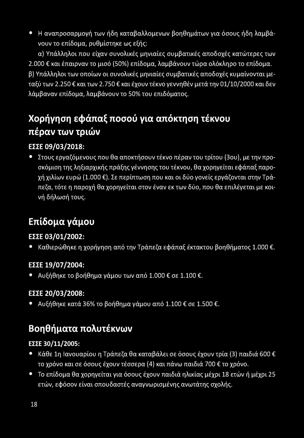 750 και έχουν τέκνο γεννηθέν μετά την 01/10/2000 και δεν λάμβαναν επίδομα, λαμβάνουν το 50% του επιδόματος.