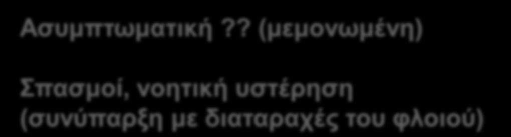 Κινητικές Αισθητικές- αισθητηριακές Γνωσιακές Συμπεριφοράς Μερική ή ολική αγενεσία Μεμονωμένη