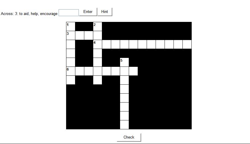 Create a cross word puzzle using