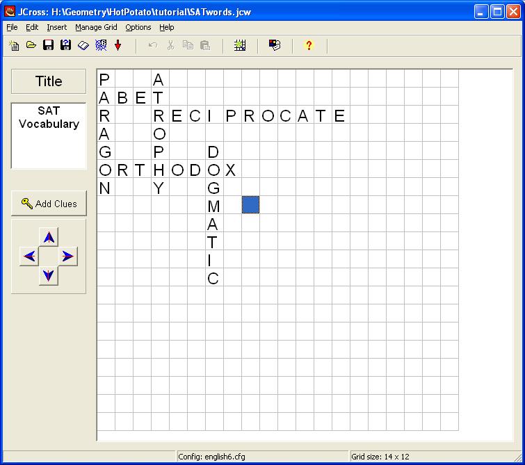 Once your words are in the grid, click on