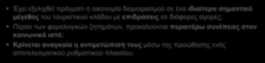 αδειοδότηση και τη λειτουργία των καταλυμάτων της οικονομίας διαμοιρασμού Ζητήματα Έχει εξελιχθεί πράγματι η οικονομία διαμοιρασμού σε ένα ιδιαίτερα