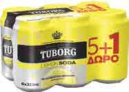 88 Σόδα TUBORG 330ml lemon 5+1 δώρο Tσάι FUZE λεµόνι ή ροδάκινο 2.55 2.
