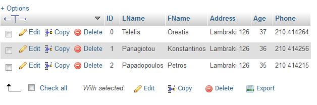 Μέσω phpmyadmin Mε επιλογή Browse, έχοντας επιλέξει τον πίνακα