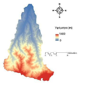 Εικόνα 3.5 : Μορφολογικός Χάρτης Λεκάνης Απορροής Ταυρωνίτη (Νικολαΐδης και Καρατζάς, 2012) 3.