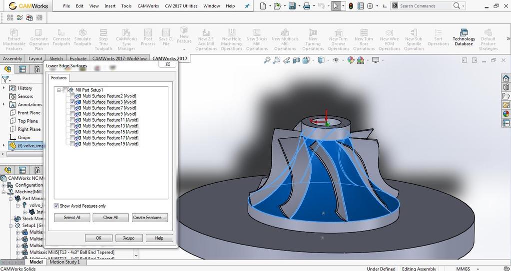 Ακόμη στο πεδίο Gouge check options στο angle definition επιλέγεται η εντολή use side tilt angle όπου ρυθμίζονται αυτόματα τα ελάχιστα-μέγιστα όρια των μοιρών.