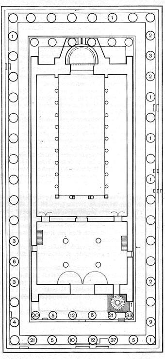 Ο Παρθενώνας ως χριστιανικός ναός, Κάτοψη.