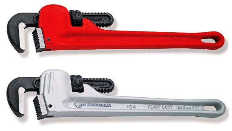 Κλειδιά σωλήνων (κάβουρες) Pipe wrenches Heavy duty monoblock pipe wrenches with forged jaw and hook. All wearing parts are replaceable.