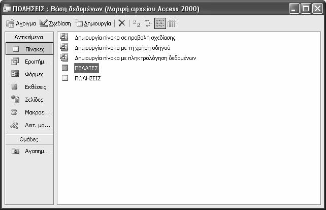 12 Το μικρό βιβλίο για την ελληνική Access 2003 Γνωριμία με την Access Όπως συμβαίνει και με όλα τα υπόλοιπα προγράμματα του Microsoft Office, μπορείτε να ξεκινήσετε την Access με πολλούς