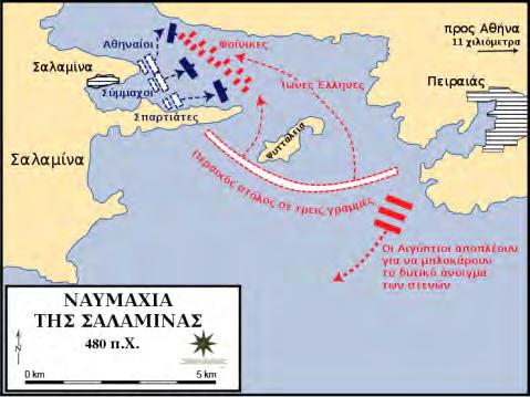 6. Αρχαιολογικό τοπίο Κυνόσουρας 6.1. Το τοπίο της Ναυμαχίας της Σαλαμίνας Εικ. 20. Απεικόνιση της Ναυμαχίας της Σαλαμίνας. Πηγή: Department of History, United States Military Academy, West Point.
