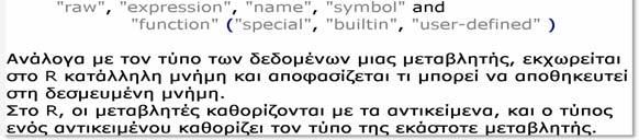 αριθμών, μια σειρά χαρακτήρων, συναρτήσεις και γενικότερα σύνθετες δομές που χτίζονται από αυτά τα στοιχεία.