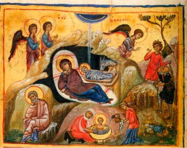 Ἔδειξεν ἀστήρ, τὸν πρὸ ἡλίου Λόγον Ἐλθόντα παῦσαι, τὴν ἁμαρτίαν Μάγοις Σαφῶς πενιχρόν, εἰς σπέος τὸν συμπαθῆ Σὲ σπαργάνοις ἑλικτόν ὃν
