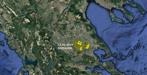Εικόνα 2: Συγκεντρώσεις σε νιτρικά των γεωτρήσεων της ΔΕΥΑ Φαρσάλων Εικόνα 3: Γεωγραφική θέση του συνόλου των Σ.Ε.ΥΔ.