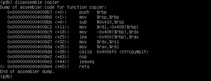 Προσθέτουμε το breakpoint με την εντολή b * copier+38 και εκκινούμε ξανά με continue. Στέλνουμε ξανά το output του fuzzer από το Kali machine και ενεργοποιείται το breakpoint.