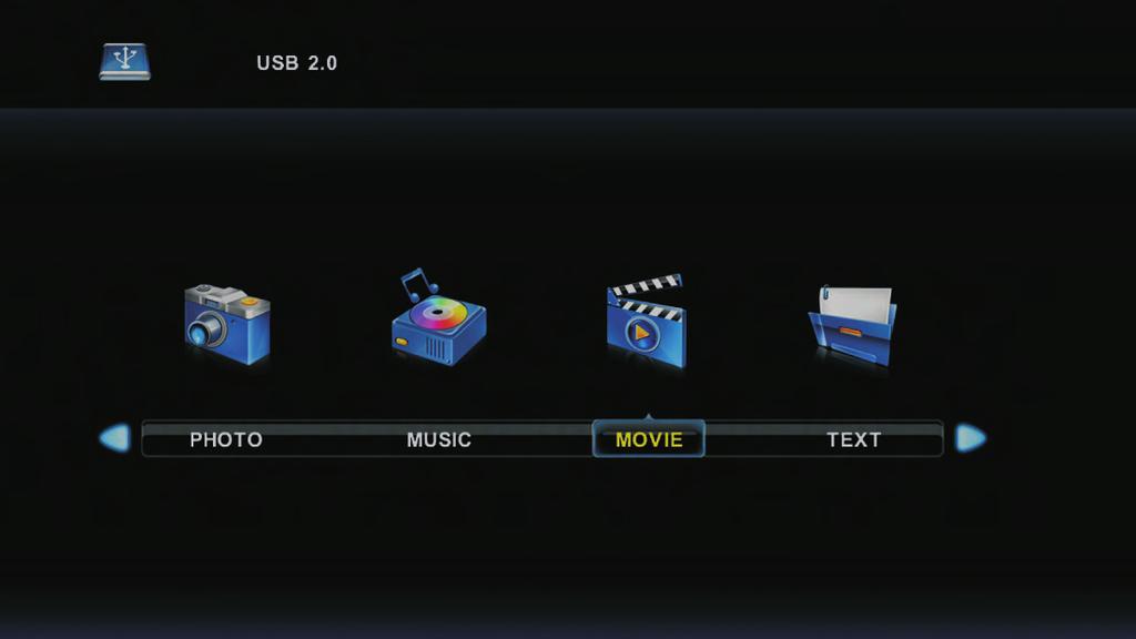 Μενού Movie (Ταινία) Πατήστε το κουμπί / για να επιλέξετε MOVIE (Ταινία) στο κύριο μενού και μετά πατήστε το κουμπί Enter για είσοδο.
