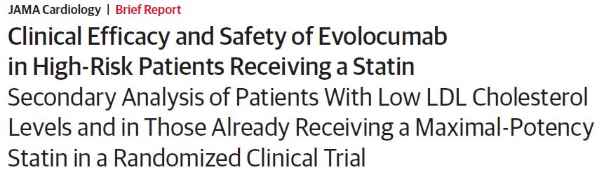 Giugliano RP et al. JAMA Cardiol.